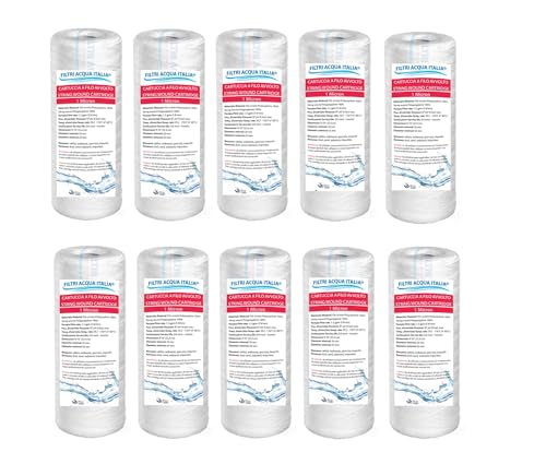 Filterpatrone aus gewickeltem Draht 5 Zoll Polypropylen Micron 1 Set 10 Stück von Filtri Acqua Italia