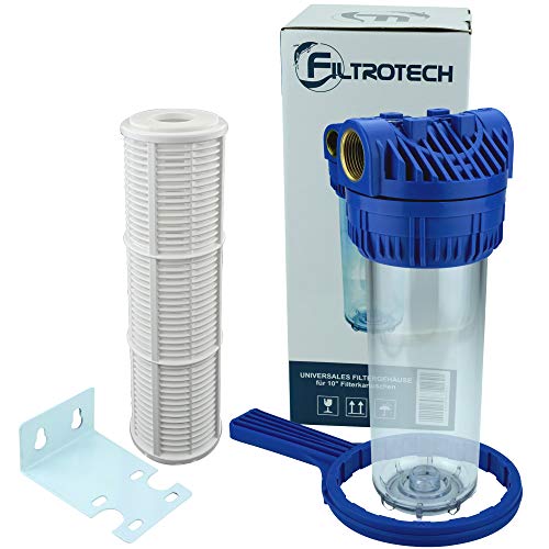 FILTROTECH Filter 10 Zoll Anschluss 1" für Hauswasserwerk GartenPumpe Wasserfilter mit Filtereinsatz von FILTROTECH