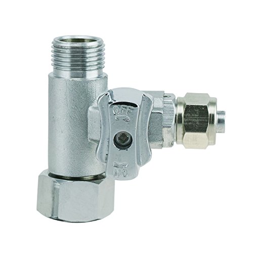 T-Stück 3/8 IG x3/8 AG x3/8 Zoll für PE-Schlauch (9,5mm) Wasseranschluß m. Absperrhahn Adapter zum Anschluss von 2 Geräten von KREFT