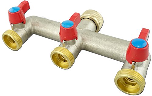 3-Wege Verteiler Anschluss 3/4" IG flachdichtend 3-Fach-Ventile von KREFT