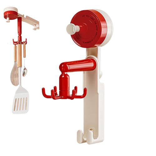 Filvczt Drehbare Küchenhelfer Aufbewahrung | Wandmontierter Drehbarer Küchenhelfer Organizer - Haftnapf-Stabilhalterung Für Pfannenwender, Schöpflöffel, Spaghettizange, Schaumlöffel, Badezimmer & von Filvczt
