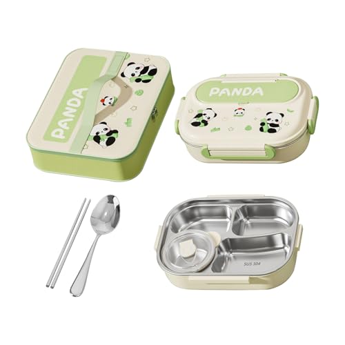 Filvczt Edelstahl -Lunch Box Mit Multi -Fach -Tablett, 22x29x7cm, Lebensmittelvorstellungsbehälter Mit Utensilien, Kinderbilder -Box -Set, Tragbares Und Leichtes Gewicht, Für Jungens, Mädchen von Filvczt