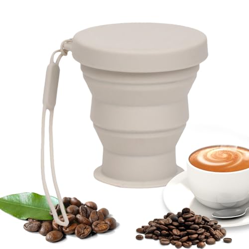 Filvczt Faltbarer Becher | 200ml Silikon Tasse Für Wanderung Kaffee,Heiße Kalte Getränke Behälter Für Camping Rucksacktour Angeln Radfahren Tee Unterwegs von Filvczt