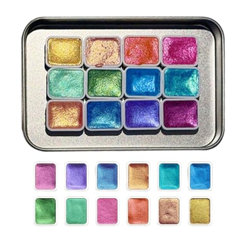 Filvczt Glitzer-Aquarell-Lack-Set Mit 12 Lebendigen Schimmernden Farben, 6,4x9.9x1.2 Cm, Glitzer-Aquarellfarbe, Kinderartikel, Sichere Und Kinderfreundliche K-ünstler, Kinder, Jungens, Mädchen Filvczt Glitzer-Aquarell-Lack-Set Mit 12 Lebendigen Schimmernden Farben, 6,4x9.9x1.2 Cm, Glitzer-Aquarellfarbe, Kinderartikel, Sichere Und Kinderfreundliche K-ünstler, Kinder, Jungens, Mädchen von Filvczt