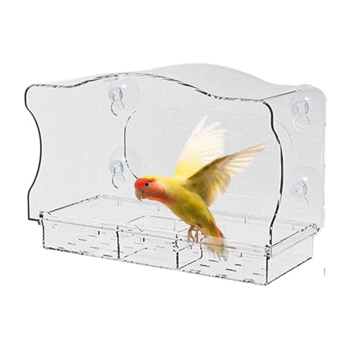 Filvczt Vogelfutterstation für , Saugnapf, Finken-Futterspender für draußen, transparente Acryl-Futterstation für den Außenbereich, Hinterhof, Beobachtung, Wohnung, Balkon Filvczt Vogelfutterstation für , Saugnapf, Finken-Futterspender für draußen, transparente Acryl-Futterstation für den Außenbereich, Hinterhof, Beobachtung, Wohnung, Balkon von Filvczt
