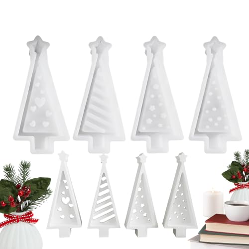 Filvczt Weihnachtsbaum Kerze Silikonform - Weihnachtsbaum Form Für Ornamente,4-teilig Basteln Deko Silikonformen Für Anfänger Erwachsene Kinder Mädchen Heimstudio von Filvczt