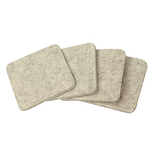 4X Filz-Kult Glasuntersetzer, beige-meliert, abgerundete Ecken, Tischset, Platzsets, Platzmatte, 4-5mm starker Filz, Untersetzer 10cmx10cm, Tischmatten von Filz-Kult.de