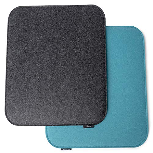 FilzGut Dunkelgrau Blau 2er Set Sitzpolster Filz Sitzauflage 40 x 33 cm Sitzkissen Outdoor Wendekissen Eckbank Filz Stuhlauflage für Haus und Garten von FilzGut