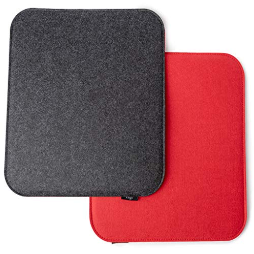 FilzGut sitzkissen Filz/Outdoor Filzsitzkissen 40x33 2er Set Filz Sitzauflage Wendekissen Sitzpolster Eckbank Filz Stuhlauflage für Haus und Garten Rot Dunkelgrau von FilzGut