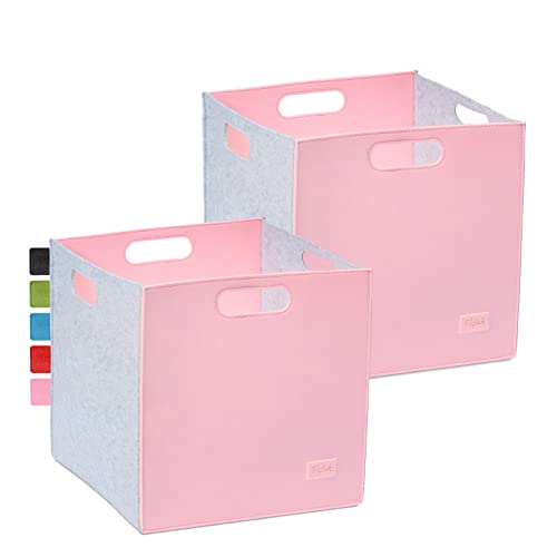 Grau/Rosa Filzbox 2er Filzkörbe Set 33x33x33 Regalkorb Korb Box 100% recycelte Aufbewahrungsbox von FilzGut