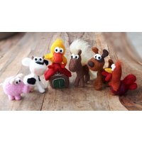 Filzmobile "Das Große Scheunenfest", Bauernhof Mobile Filz Geschenk Baby Geburt Mädchen Junge Kinderzimmer Dekoration Pferd Kuh Hund Wolle von FilzMichel