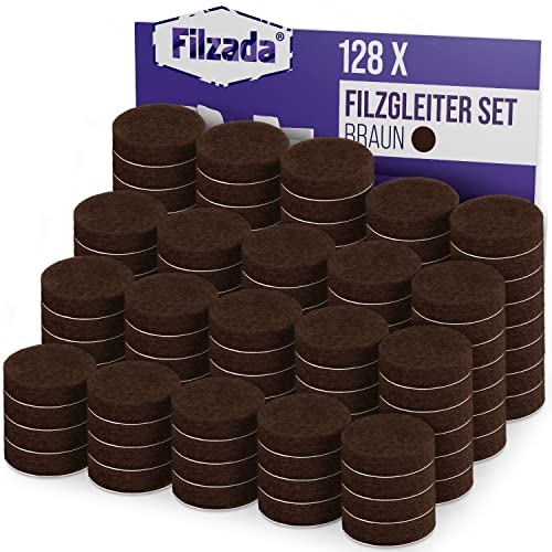 Filzada® 128x Filzgleiter Selbstklebend - Ø 20 mm (rund) - Braun - Profi Möbelgleiter Filz Mit Idealer Klebkraft von Filzada