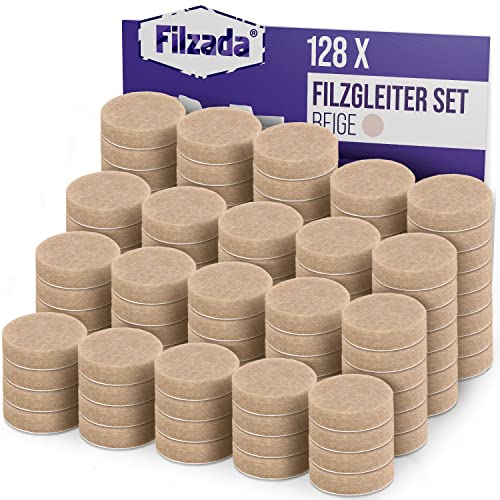 Filzada® 128x Filzgleiter Selbstklebend - Ø 20 mm (rund) - Beige - Profi Möbelgleiter Filz Mit Idealer Klebkraft von Filzada