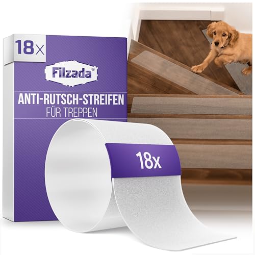 Filzada® 18x Treppenstufen Antirutsch - 10 x 60 cm Transparent - selbstklebende Antirutschstreifen Treppe - Antirutsch Treppe - Anti Rutsch Treppe - Antirutsch Treppenstufen - Treppe Antirutsch von Filzada