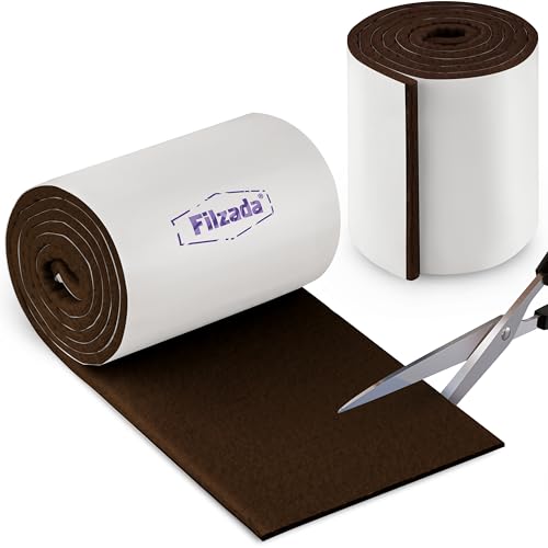 Filzada® 2X Filzgleiter Selbstklebend & Zuschneidbar [2X 100 x 10 cm] - Braun - Jede Form zuschneiden, Profi Bodenschutz Filz für Möbel und Stühle von Filzada