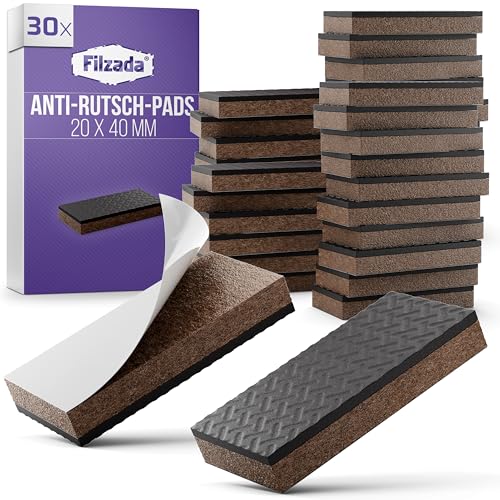 Filzada® 30x Antirutsch Pads Möbel 20 x 40 mm - Premium Gummipads - Anti Rutsch Pads - Selbstklebende Antirutsch Aufkleber - Gummi Unterlage Möbelstopper - Anti Rutsch Pad von Filzada