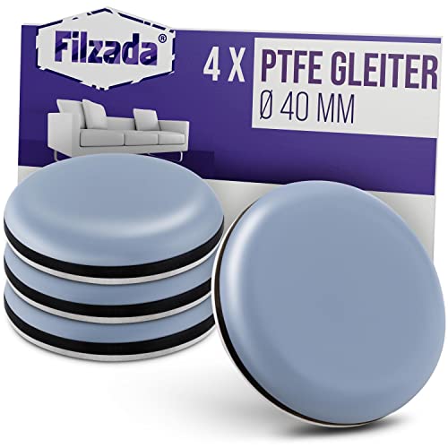 Filzada® 4x Teflongleiter Selbstklebend - Ø 40 mm (rund) - Profi Möbelgleiter/Teppichgleiter PTFE (Teflon) von Filzada