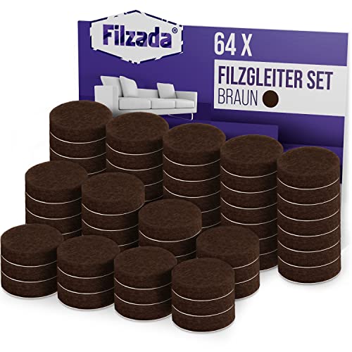 Filzada® 64x Filzgleiter Selbstklebend - Ø 20 mm (rund) - Braun - Profi Möbelgleiter Filz Mit Idealer Klebkraft von Filzada