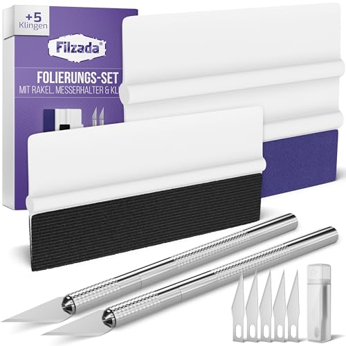 Filzada® Rakel für Folie XXL SET - Profi Folierungs Werkzeug für Rakel Folie - Rakel Set für Folierung - Rakel Plotter/Folien Rakel - Folierungs Werkzeug Set- Rakel mit Filzkante/Filzrakel von Filzada