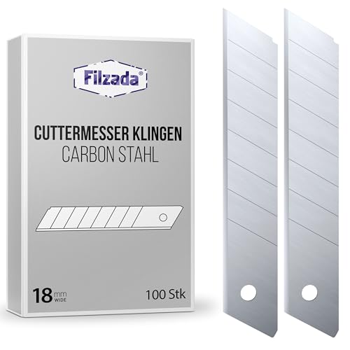 Filzada® 100x Cuttermesser Klinge 18mm - Abbrechklinge/Messerklinge Carbonstahl von Filzada