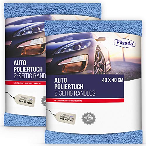 Filzada ® 2X Poliertücher Auto - Randlos Mit Präzisionsnaht - Kratzfrei Und Saugstark - Professionelle Mikrofasertücher von Filzada