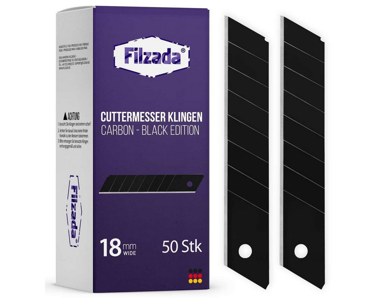 Filzada Cuttermesser 50x Cuttermesser Klingen 18mm Carbonstahl Abbrechklingen Cutterklingen von Filzada