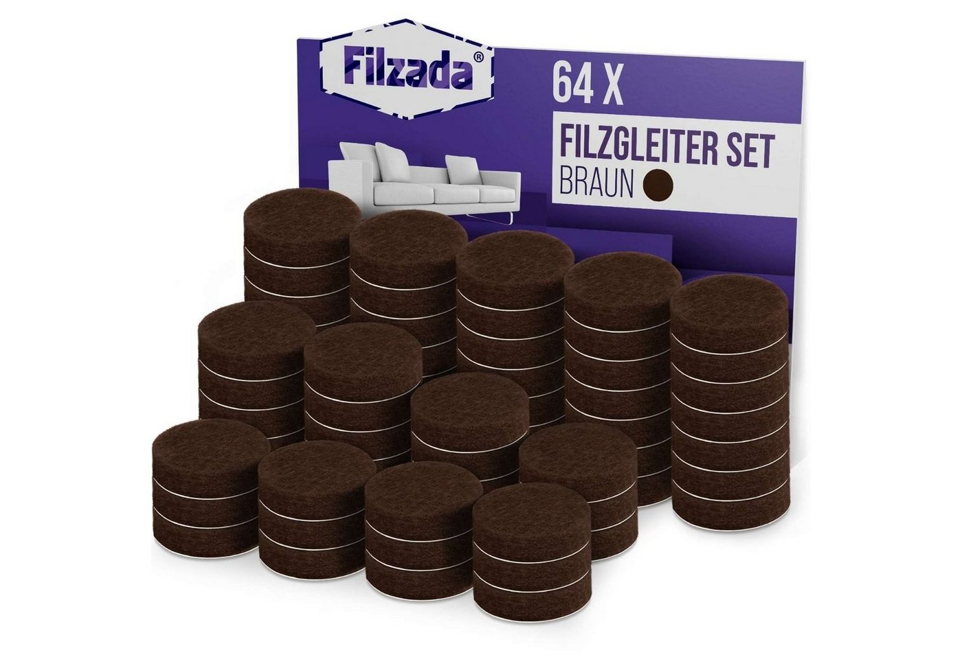 Filzada Filzgleiter 64x Filzgleiter Selbstklebend Rund Ø 20mm Möbelgleiter Stuhlgleiter von Filzada