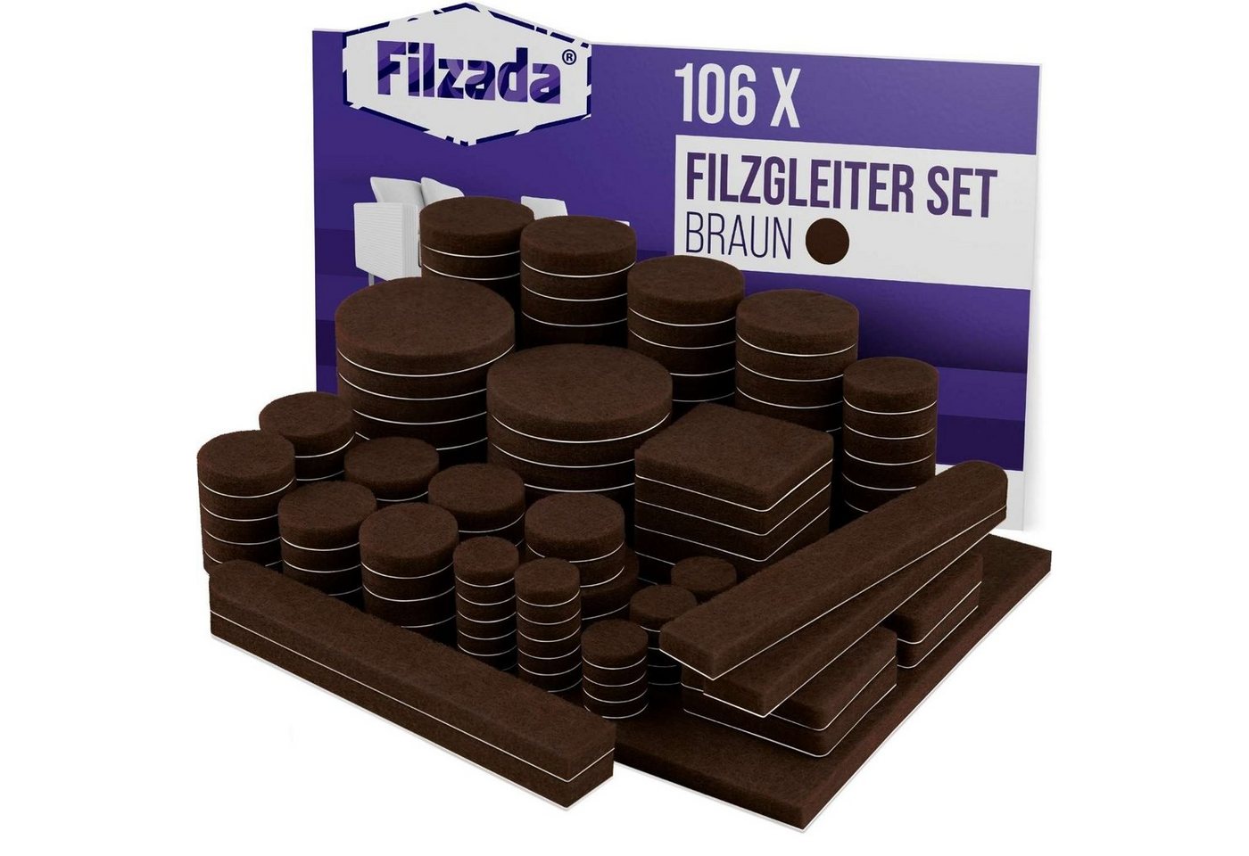 Filzada Filzgleiter Filzgleiter 106 St Selbstklebend Set Möbelgleiter Filz Rund Eckig von Filzada