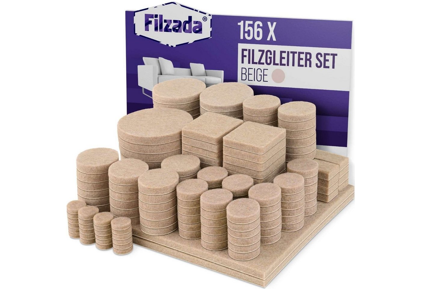 Filzada Filzgleiter Filzgleiter 156 St Selbstklebend Set Möbelgleiter Filz Rund Eckig von Filzada