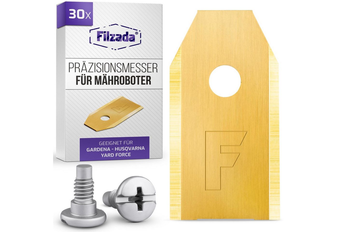 Filzada Mährobotermesser 30x Titan Messer Klingen Black geeignet für Husqvarna Mähroboter von Filzada