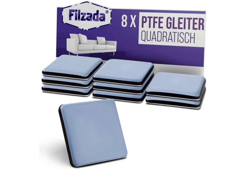 Filzada Möbelfuß 8x Teflongleiter Selbstklebend Eckig PTFE Möbelgleiter Stuhlgleiter von Filzada