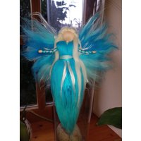 Fee Elfe Wiegenfee Wolle Gefilzt Blau Türkis von Filzhimmel