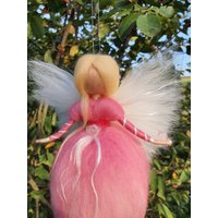 Kleine Fee Mit Rosenquarz Engel Gefilzt Wolle Geschenk Handmade von Filzhimmel