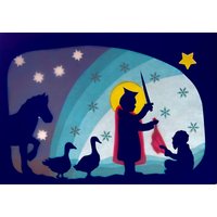 Waldorf Fensterbild Transparent Herbst St. Martin Mantelteilung Gänse Pferd von Filztierallerlei