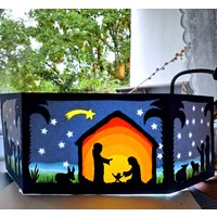 Waldorf Fensterbild Transparentxxl 70 cm Lang Winter Weihnachten Jahreszeitentisch Krippe Heilige Drei Könige Hirten Auf Dem Feld Aufsteller von Filztierallerlei