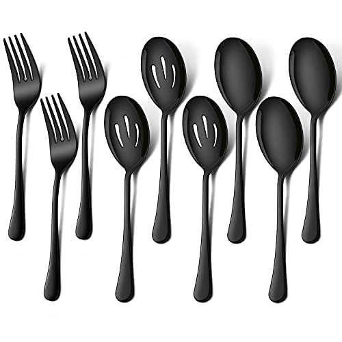 Edelstahl 3 Kupfer-Servierlöffel, 3 Schlitz-Servierlöffel, 3 Serviergabeln, Metall-Servierutensilien, Gastgeber-Set für Catering, Dinner-Party, Buffet (C) von FimGlk