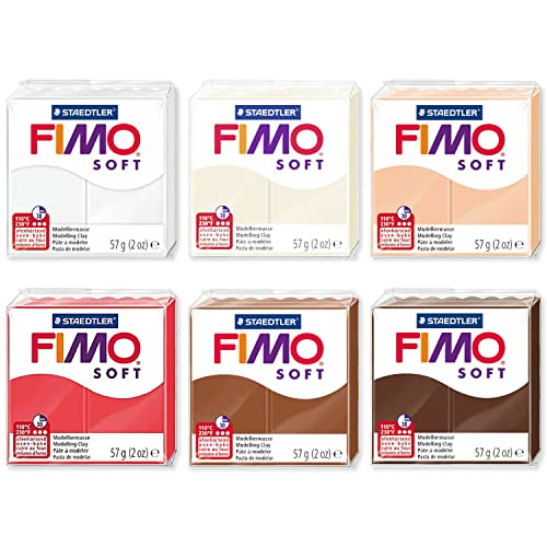 FIMO Weiche Polymer-Modelliermasse, 57 g, 6 Farben, warme Neutraltöne von Fimo