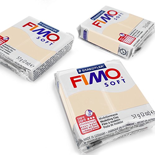 FIMO Modelliermasse aus weichem Polymer für den Ofen, die beliebtesten Farben, 57 g, 3 Stück, Sahara von Fimo