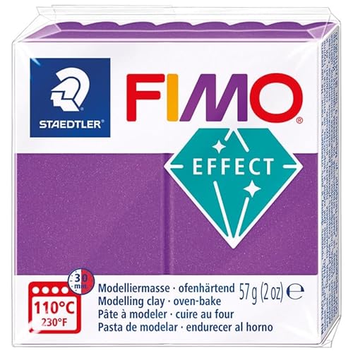 Fimo: Effect Metal Paste Lila 57g, Metallischer Glanz, Hochwertige Polymerpaste, Schmuck & Dekoration, 57g, Wiederverschließbarer Beutel, Anfänger & Hobbyisten von Fimo