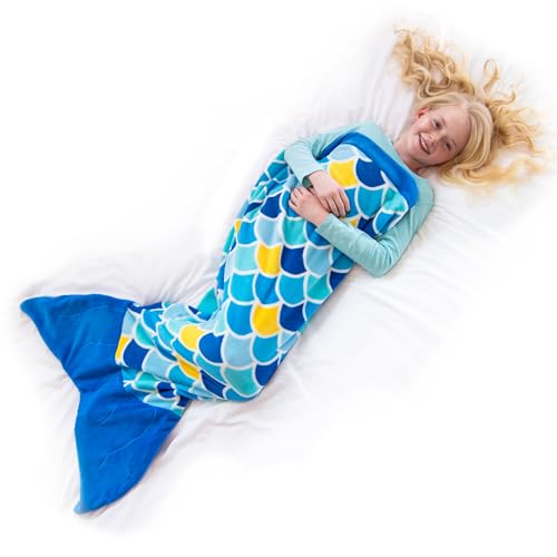 Fin Fun Meerjungfrau Decke für Mädchen und Damen - Kuscheldecke zum reinschlüpfen für Meerjungfrauen Fans - erhältlich in 60 x 130 cm und 70 x 170 cm von Fin Fun