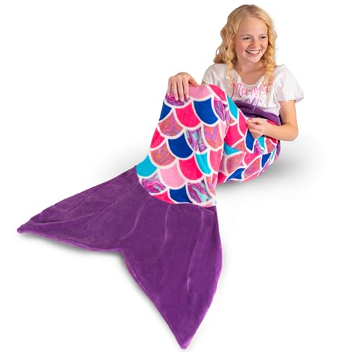 Fin Fun Meerjungfrau Decke für Mädchen und Damen - Kuscheldecke zum reinschlüpfen für Meerjungfrauen Fans - erhältlich in 60 x 130 cm und 70 x 170 cm von Fin Fun