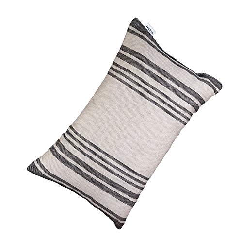 FinTec gestreiftes Saunakissen Streifen schwarz I 400 x 190 mm | 70% Leinen, 30% Baumwolle & 100% Polyester-Hohlfaser I Waschbar I Atmungsaktiv I Hygienisch von FinTec Sauna- und Wellnesstechnik GmbH