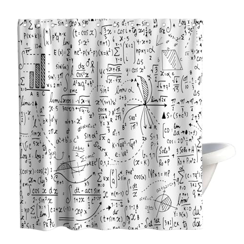 Final Friday Mathematik Duschvorhang Wissenschaft Geometrie Zahlen Formueln Calculus Stoff Badezimmer Dekor Sets mit Haken Wasserdicht Waschbar 72W x 72H Schwarz und Weiß Final Friday Mathematik Duschvorhang Wissenschaft Geometrie Zahlen Formueln Calculus Stoff Badezimmer Dekor Sets mit Haken Wasserdicht Waschbar 72W x 72H Schwarz und Weiß von Final Friday
