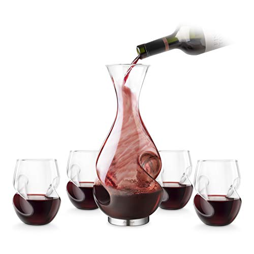 Final Touch Conundrum Red Wine Drinking Set Conundrum Decanter Weinbelüfter und Dekanter 375ml and Red Conundrum Wine Glasses Rotweingläser 473ml Boxed Set von Final Touch