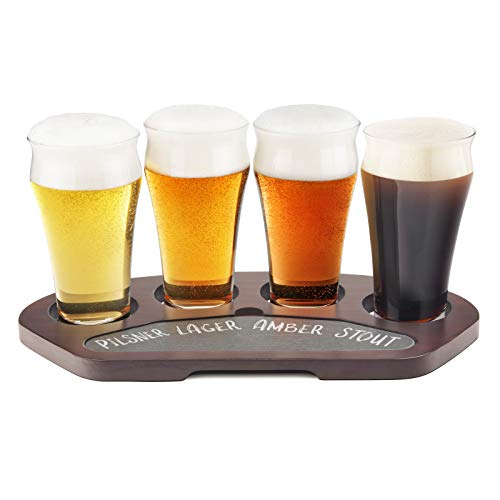 Final Touch Craft Bier Flight Set mit Massivholz und Schiefer Servierbrett (GBT114) von Final Touch