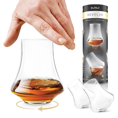 Final Touch Drehbares Spirituosen-Verkostungsglas – 2er-Set – 100% bleifreies Kristall, Drehbewegung für Aromen, ideal für Whiskyverkostungen, Bourbon, Rum, bis zu 60 ml (LFG4141) von Final Touch