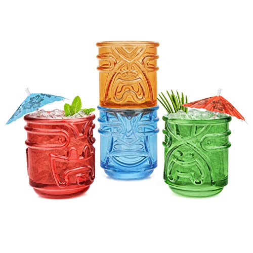 Final Touch TIKI Stapelbar TUMBLERS Glas Cocktailgläser COLOURED Farben 355ml Hawaiian Themed 4 Stück - TK5302 Final Touch TIKI Stapelbar TUMBLERS Glas Cocktailgläser COLOURED Farben 355ml Hawaiian Themed 4 Stück - TK5302 von Final Touch