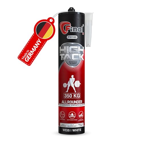 FINAL High Tack Montagekleber - 1 x 527g Kartusche - hochqualitativer Hybrid MS Polymer Baukleber, zuverlässiger Montageklebstoff für perfekte Haftung im Innen- und Außenbereich FINAL High Tack Montagekleber - 1 x 527g Kartusche - hochqualitativer Hybrid MS Polymer Baukleber, zuverlässiger Montageklebstoff für perfekte Haftung im Innen- und Außenbereich von Final