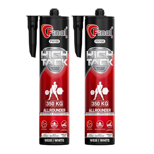 FINAL High Tack Montagekleber - 2 x 527g Kartusche - hochqualitativer Hybrid MS Polymer Baukleber, zuverlässiger Montageklebstoff für perfekte Haftung im Innen- und Außenbereich von Final