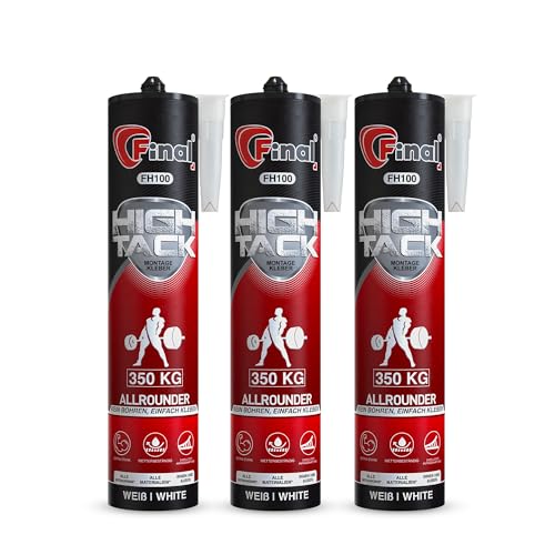 FINAL High Tack Montagekleber - 3 x 527g Kartusche - hochqualitativer Hybrid MS Polymer Baukleber, zuverlässiger Montageklebstoff für perfekte Haftung im Innen- und Außenbereich von Final